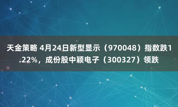 天金策略 4月24日新型显示（970048）指数跌1.22%，成份股中颖电子（300327）领跌